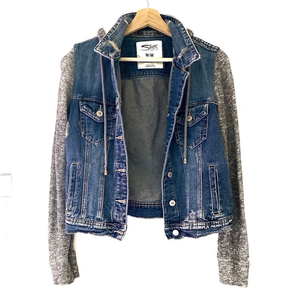 Silver Jeans Denim Jacket knit sleeves M